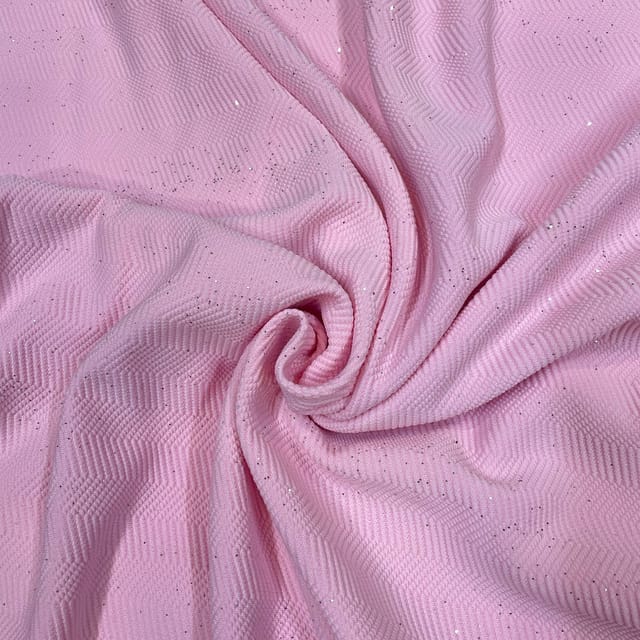 Pink Colour Woolen Shimmer Plain Fabric