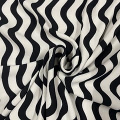 White Colour Woolen Lycra Printed Fabric
