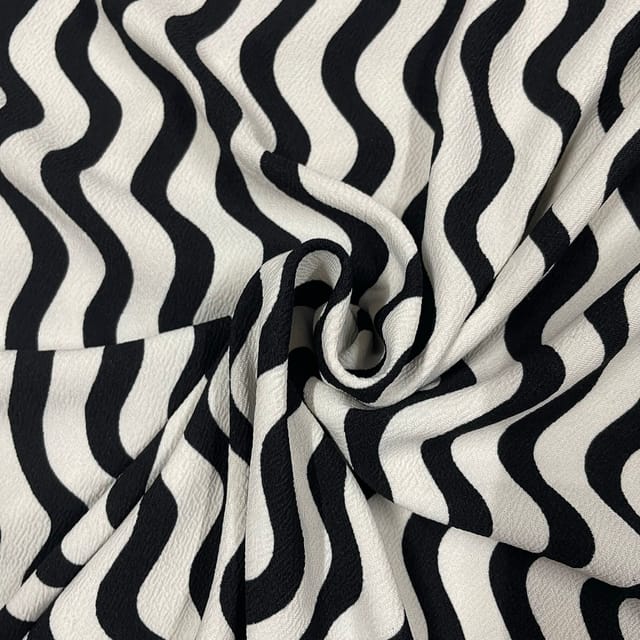 White Colour Woolen Lycra Printed Fabric