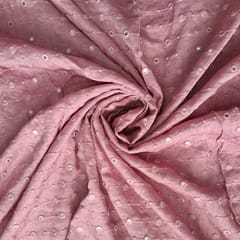 Onion Pink Colour Mysor Silk Embroidered Fabric