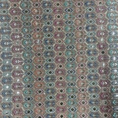 Peach Colour Georgette Embroidered Fabric