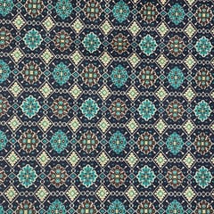 Dark Blue Colour Poly Tussar Printed Fabric