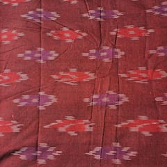Maroon Colour Cotton Ikat Fabric