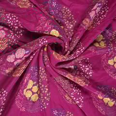 Pink Colour Pure Crepe Printed Fabric
