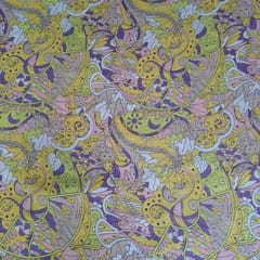 Yellow Colour Pure Chanderi Printed Fabric