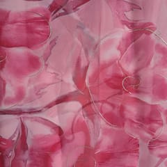 Pink Colour Semi Organza Printed Fabric