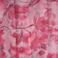 Pink Colour Semi Organza Printed Fabric