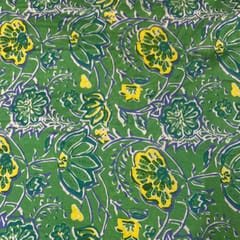 Green Colour Pure Chanderi Printed Fabric