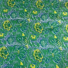 Green Colour Pure Chanderi Printed Fabric