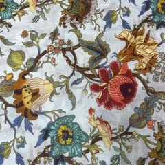 Multi Colour Pure Chanderi Printed Fabric