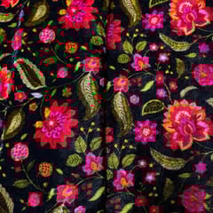 Multi Colour Pure Silk Velvet Printed Fabric