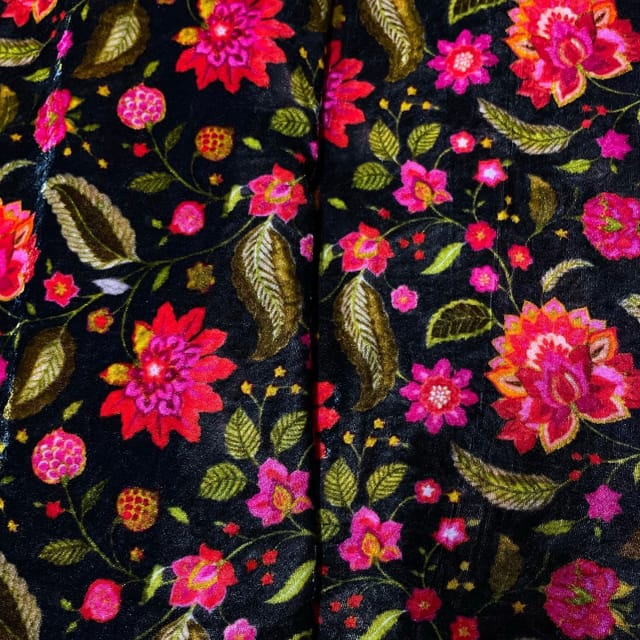 Multi Colour Pure Silk Velvet Printed Fabric