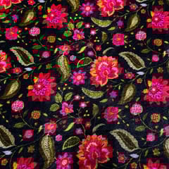 Multi Colour Pure Silk Velvet Printed Fabric