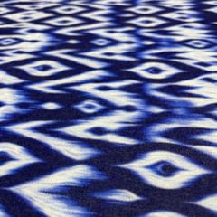 Blue Colour Pure Silk Velvet Printed Fabric