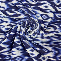 Blue Colour Pure Silk Velvet Printed Fabric