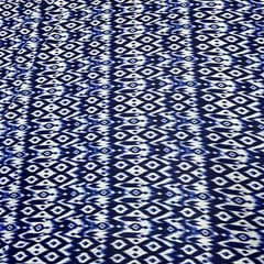 Blue Colour Pure Silk Velvet Printed Fabric
