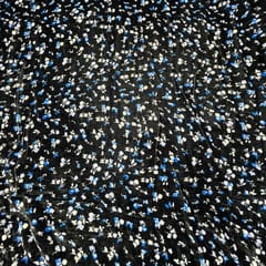 Black Colour Pure Silk Velvet Printed Fabric