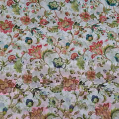 White Colour Georgette Printed Fabric