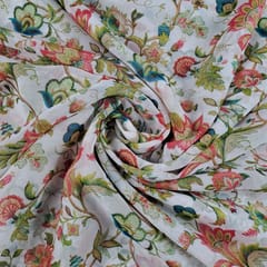 White Colour Georgette Printed Fabric