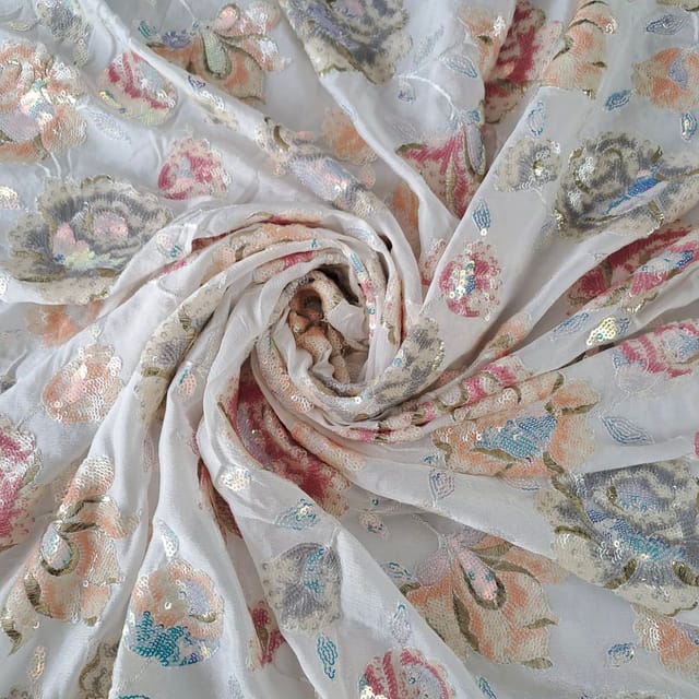 Dyeable Chiffon Embroidered Fabric
