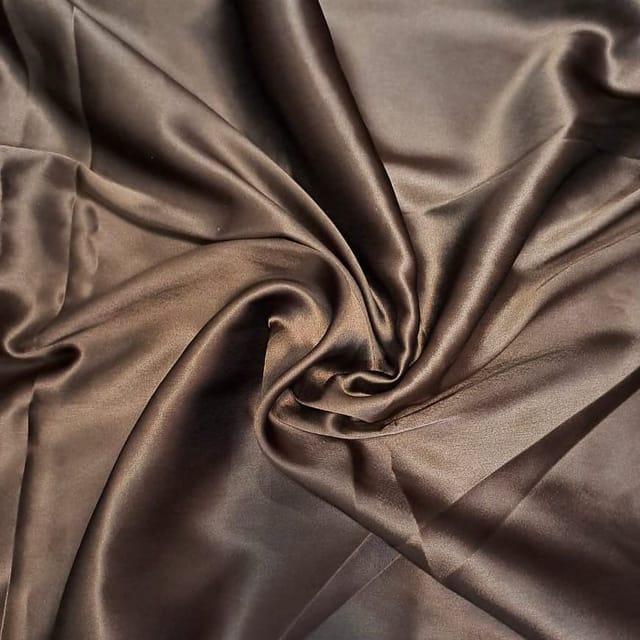 Dark Brown Colour Poly Satin Fabric (N210)