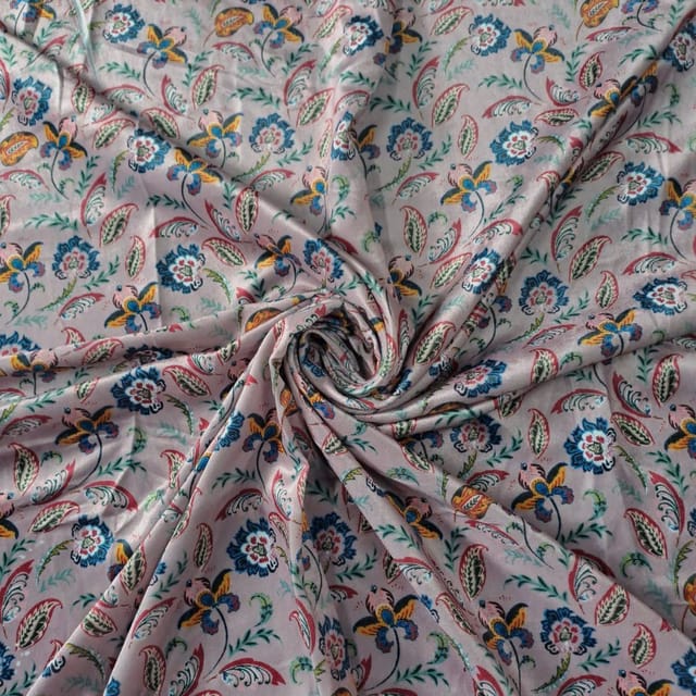 Light Purple Colour Velvet Printed Fabric