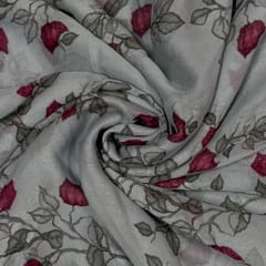 Grey Colour Georgette Printed Fabric