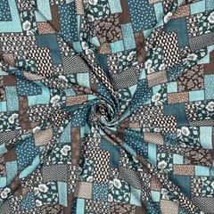 White Colour Cotton Linen Slub Printed Fabric