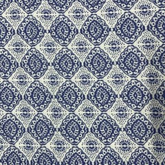 White Colour Cotton Linen Slub Printed Fabric