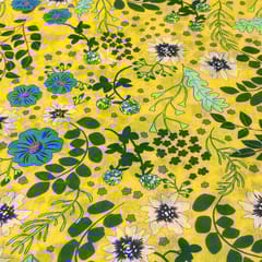 Yellow Colour Muslin Printed Fabric