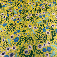 Yellow Colour Muslin Printed Fabric