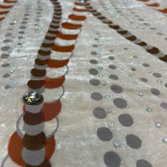 Peach Colour Velvet Brasso Printed Fabric