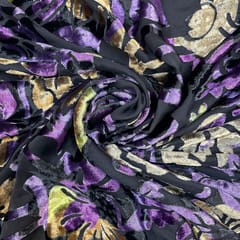 Multi Colour Velvet Brasso Printed Fabric