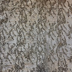 Gold Colour Lycra Sequins Embroidered Fabric