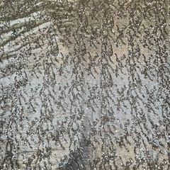 Gold Colour Lycra Sequins Embroidered Fabric
