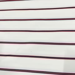 White Colour Metallic Stripe Fabric