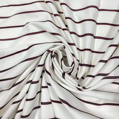White Colour Metallic Stripe Fabric