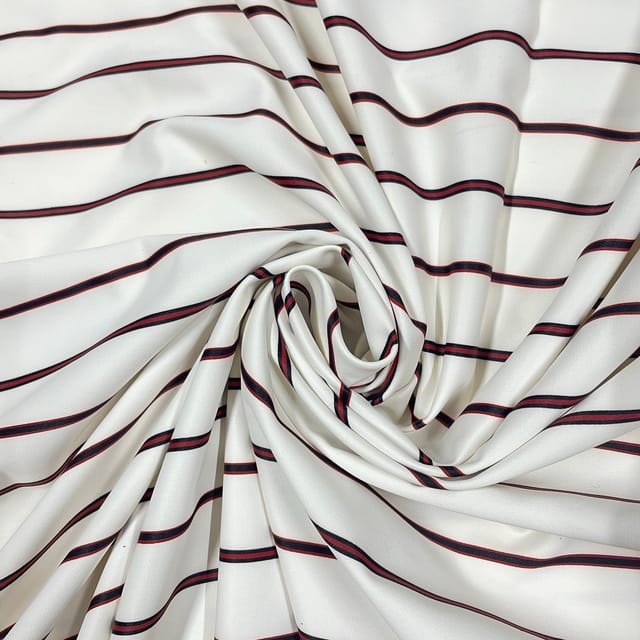 White Colour Metallic Stripe Fabric