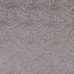 Light Gold Colour Net Embroidered Fabric
