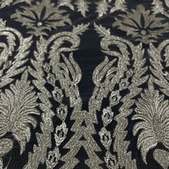 Light Gold Colour Net Embroidered Fabric