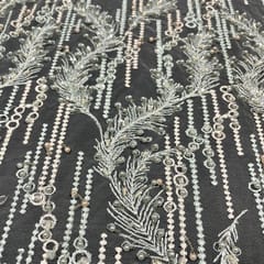 Sky Blue Colour Net Embroidered Fabric