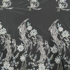 White Colour Net Embroidered Fabric