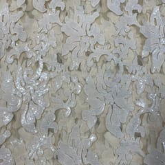 Light Yellow Colour Net Embroidered Fabric