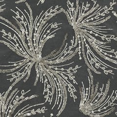Pink Colour Net Embroidered Fabric