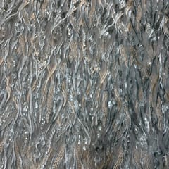 Sea Green Colour Net Embroidered Fabric