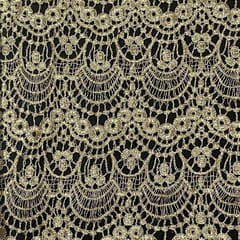 Golden Colour Net Embroidered Fabric