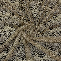 Golden Colour Net Embroidered Fabric