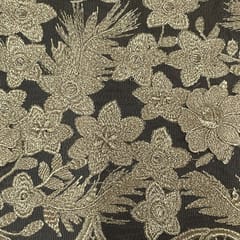 Golden Colour Net Embroidered Fabric