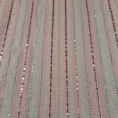 Peach Colour Georgette Embroidered Fabric