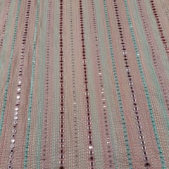 Peach Colour Georgette Embroidered Fabric